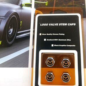 Mazda Valve Stem Caps High Quality Aluminum Set Of 4 NEW Gold logo
